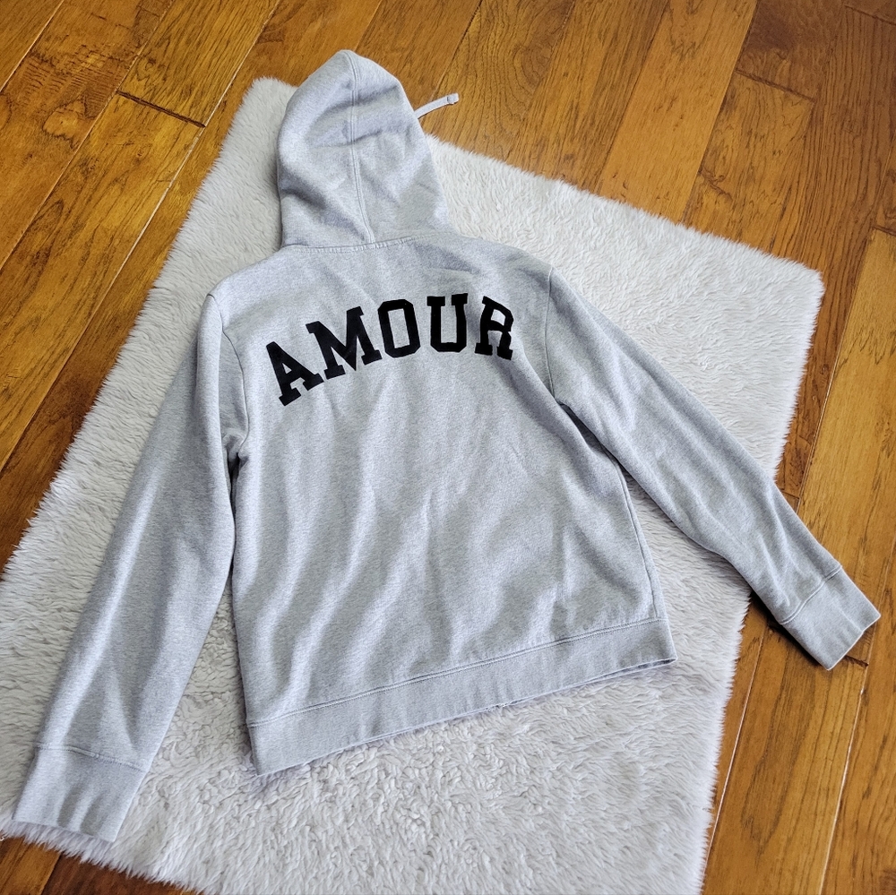 Zadig & Voltaire Light Gray Hoodie with Black "AMOUR" Back excellent condition
